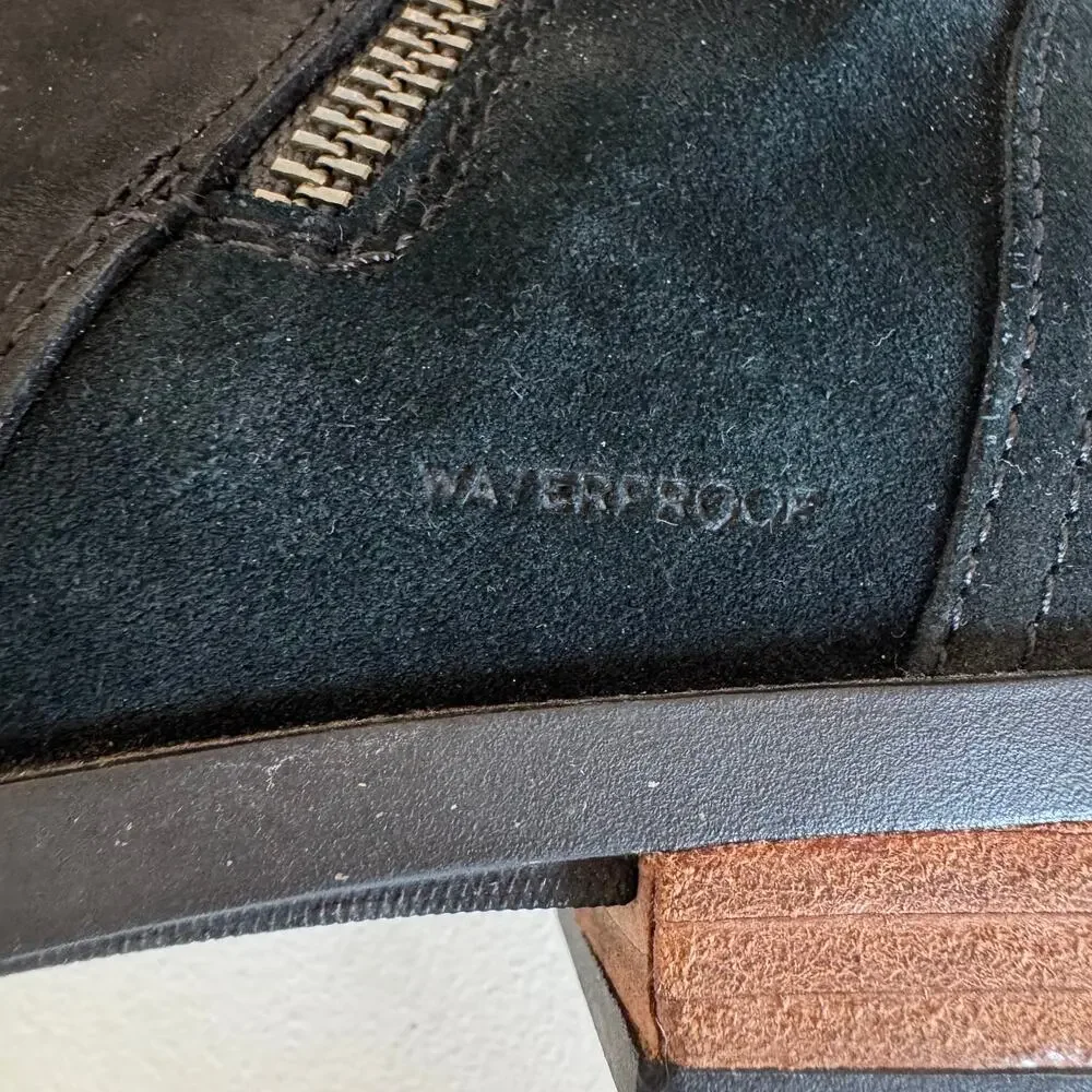 Sorel Black Suede Ankle Booties with Lug Sole Waterproof